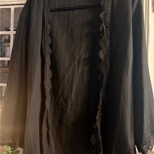 Chic Black Cardigan with Lace Detail
